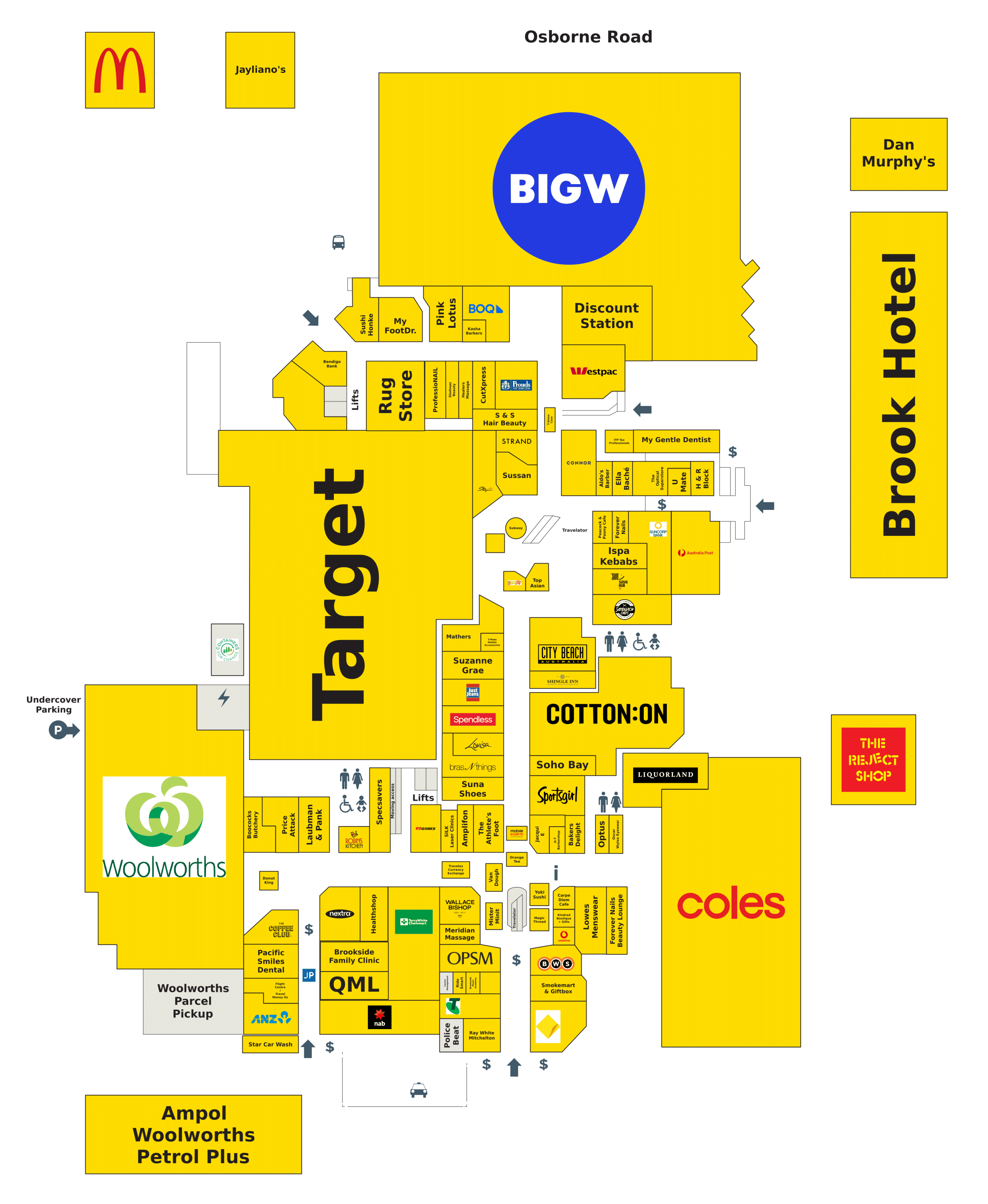 Brookside Shopping Centre directory map floor plan